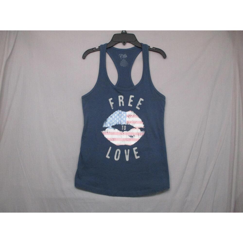 Cold Crush Womens‎ Blue Graphic Print Racerback Tank Top Size Small